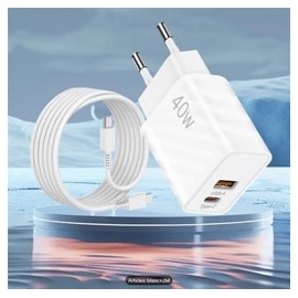 Chargeur mural double 40W USBA + USBC