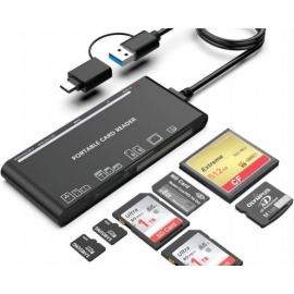 KERPIX - Lecteur de cartes USB 3.0 - 7 cartes - USBA - TypeC