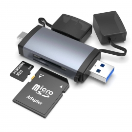KERPIX - Lecteur de cartes 2-en-1 (SD-MicroSD) USB-A / Type C 