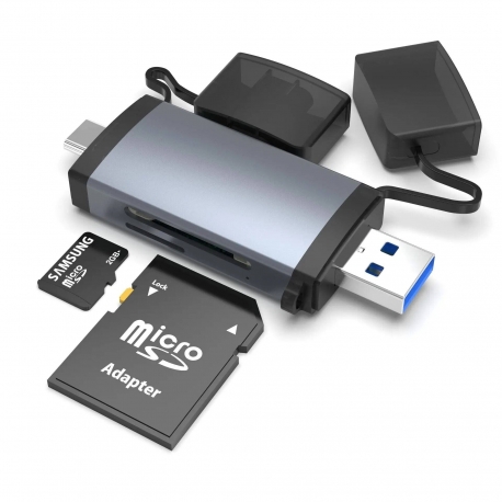 KERPIX - Lecteur de cartes 2-en-1 (SD-MicroSD) USB-A / Type C 