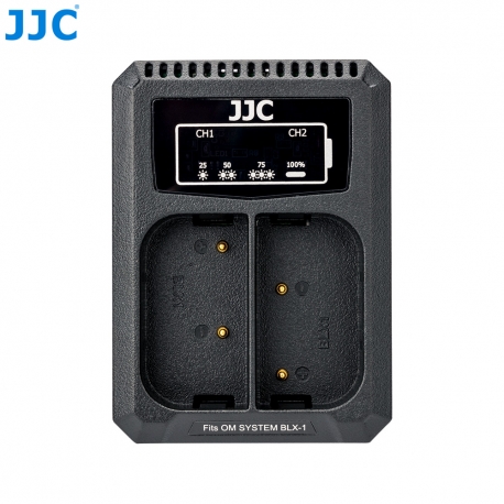 JJC - Chargeur USB pour 2 batteries Olympus BLX-1