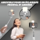 TNB - Mini perche à selfie Bluetooth 2 en 1 avec éclairage LED