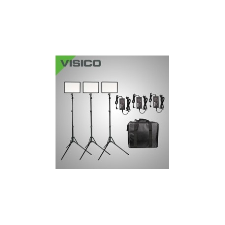 VISICO - Kit panneaux LED 3x50W, 3 pieds d'éclairage 1,80m, 3 adapt s