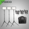 VISICO - Kit panneaux LED 3x50W, 3 pieds d'éclairage 1,80m, 3 adapt s