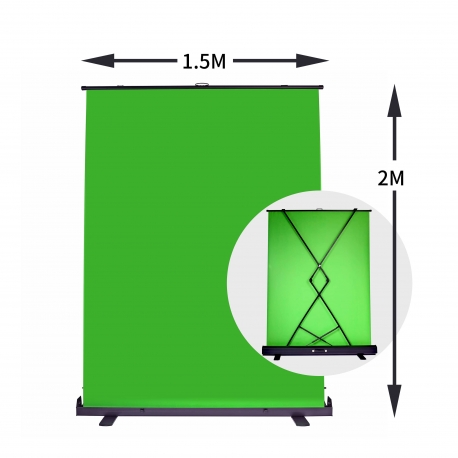 VISICO - Ecran Chromakey vert repliable Larg.1,5m x H.2m
